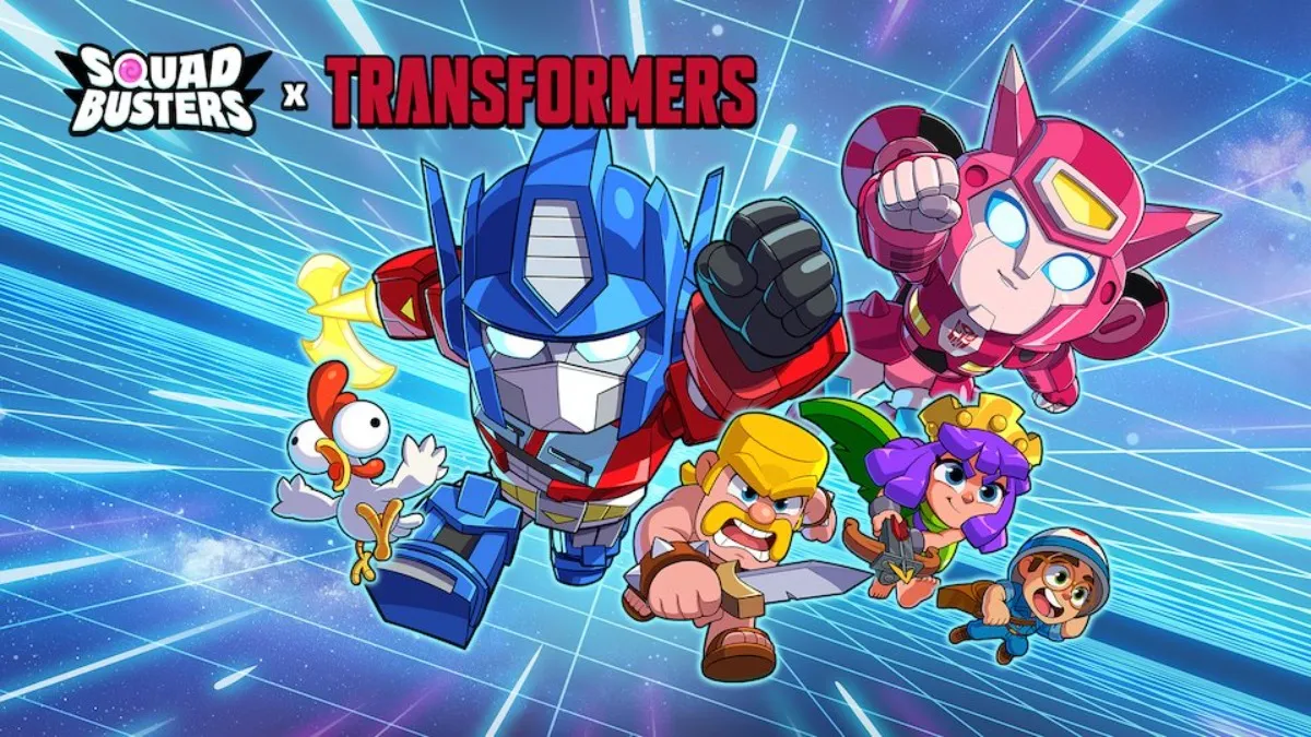 A promo image of Squad Busters x Transformers update.